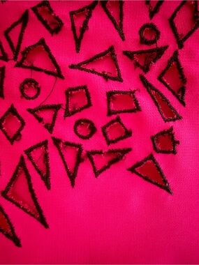Hot Pink Embroidered Geometric Mini Dress